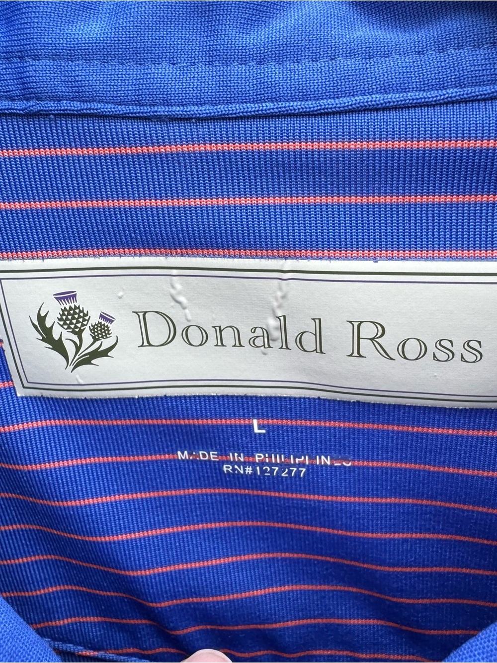 Donald Ross Men's Blue Striped Performance Golf Polo Shirt - Picture 5 of 7